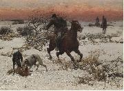 Alfred William Hunt,RWS The hunters oil on canvas